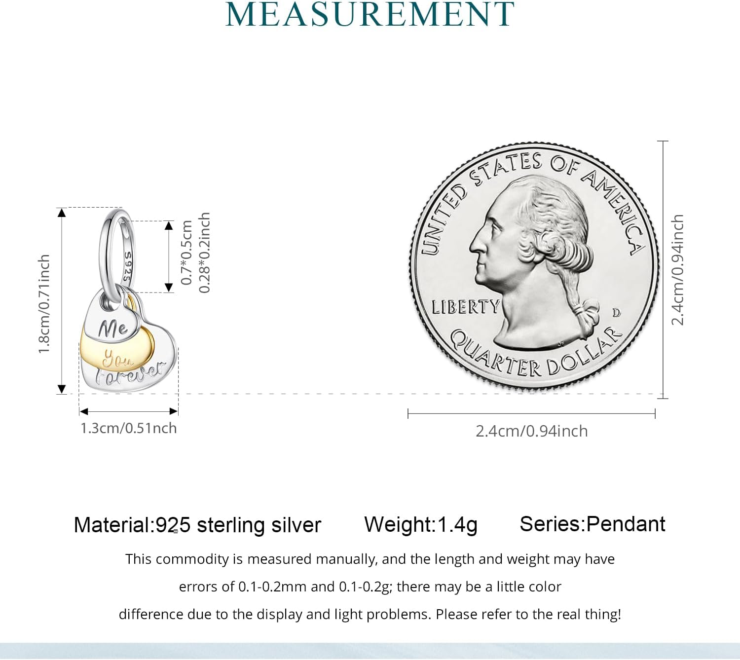 You Me Forever Charms 925 Sterling Silver Love Heart Charms Fits Pandora Bracelet Necklace for Women - Image 5