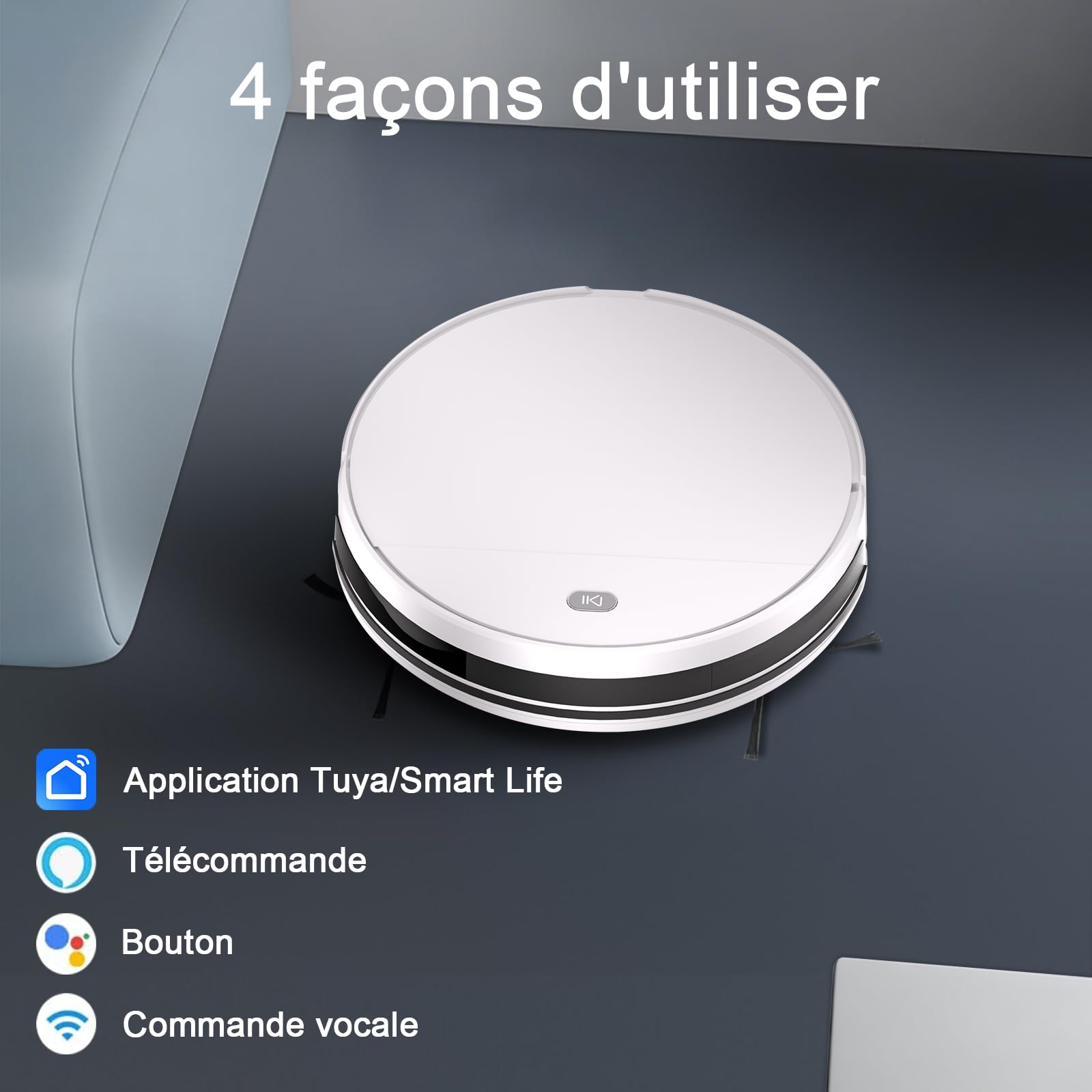 2026 Robot Aspirateur Laveur, 2 en 1 Aspirateur Robot 5500Pa Mince Connecté avec WiFi/Alexa/App, 3 Modes de Nettoyage, Auto-Charge, Nettoyage Intelligent pour Poils d’Animaux et Poussière