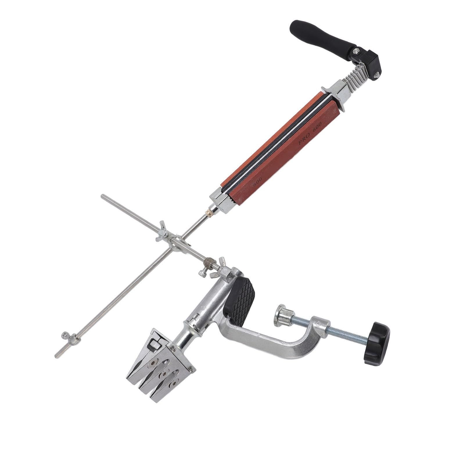 LiebeWH Affilacoltelli Ad Angolo Fisso RH006-B, Rotazione 360 Gradi con a Morsetto Rapido, 4 Pietre di Corindone Bianco per Coltelli da Cucina