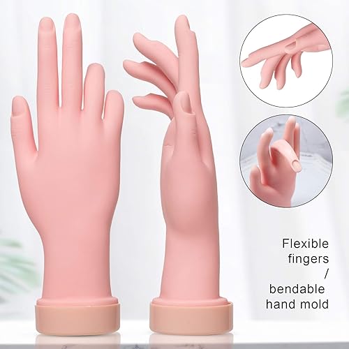 Miniatura 5 de AORAEM Manos de entrenamiento de uñas flexible suave práctica de plástico maniquí de mano puntas de arte entrenador de manicura práctica herramienta