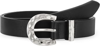 LEACOOLKEY Leather Belt for Women Ladies Waist Belt for Jeans Dress Fashion Leather Belt with Gold Buckle Toltal 47",Suit waist size 36"-40"