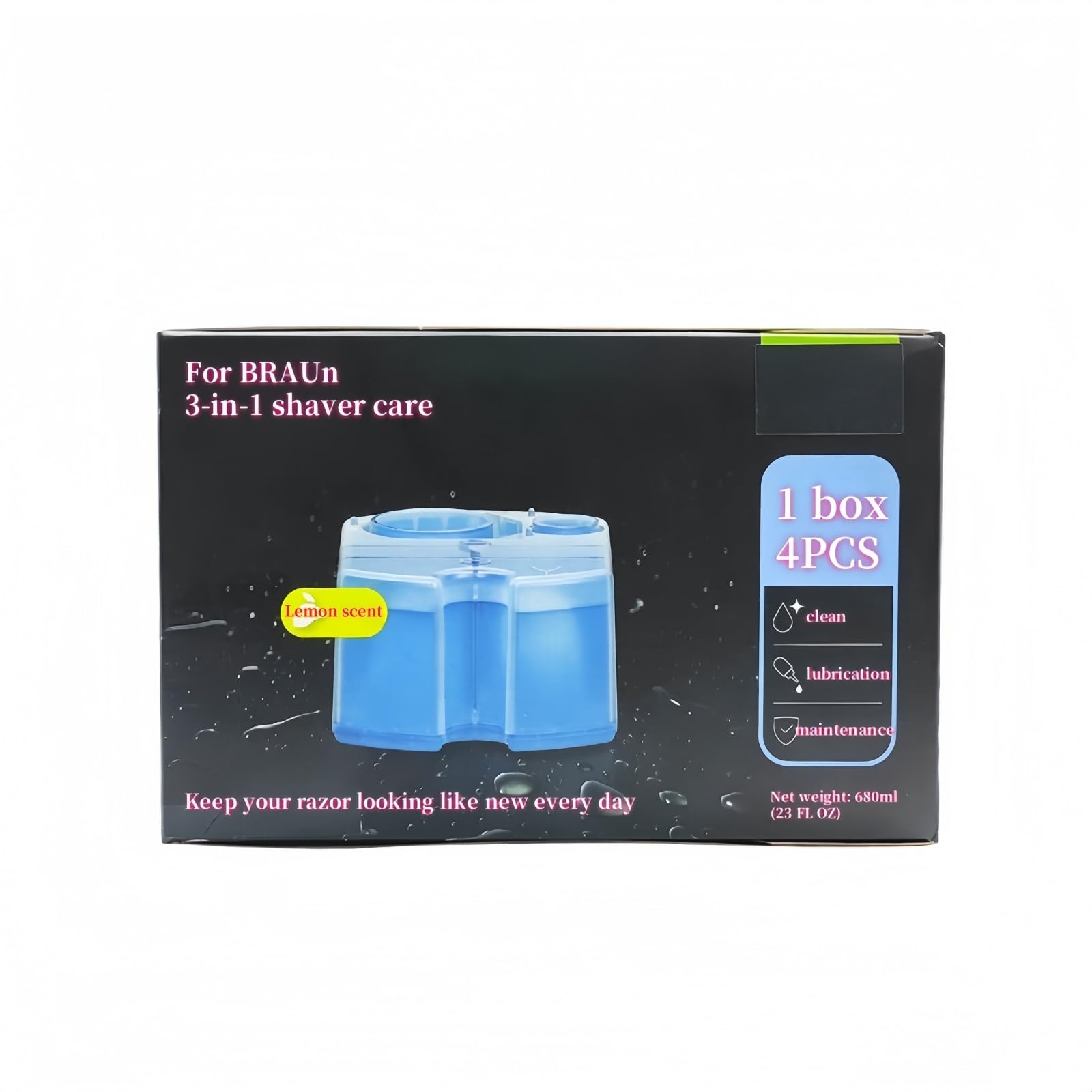 Compatible For Braun Clean & Renew Refill Cartridges CCR, Limpia Su Afeitadora Para Una Higiene Óptima, Elimina Las Partículas Residuales De Vello Y Piel, Aroma A Limón, (paquete De 2 O Paquete De 4)(