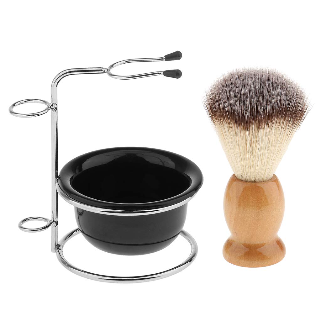 Portapennello da barba, Porta rasoio Pratici supporti for pennelli for da uomo, set porta barba in legno barbiere alla moda, kit supporto for for ciotola in acrilico maschile in acciaio inossidabile