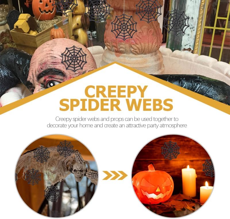 Totority Miniature Halloween Cobweb Decorations Spiderwebs, 150pcs image 3