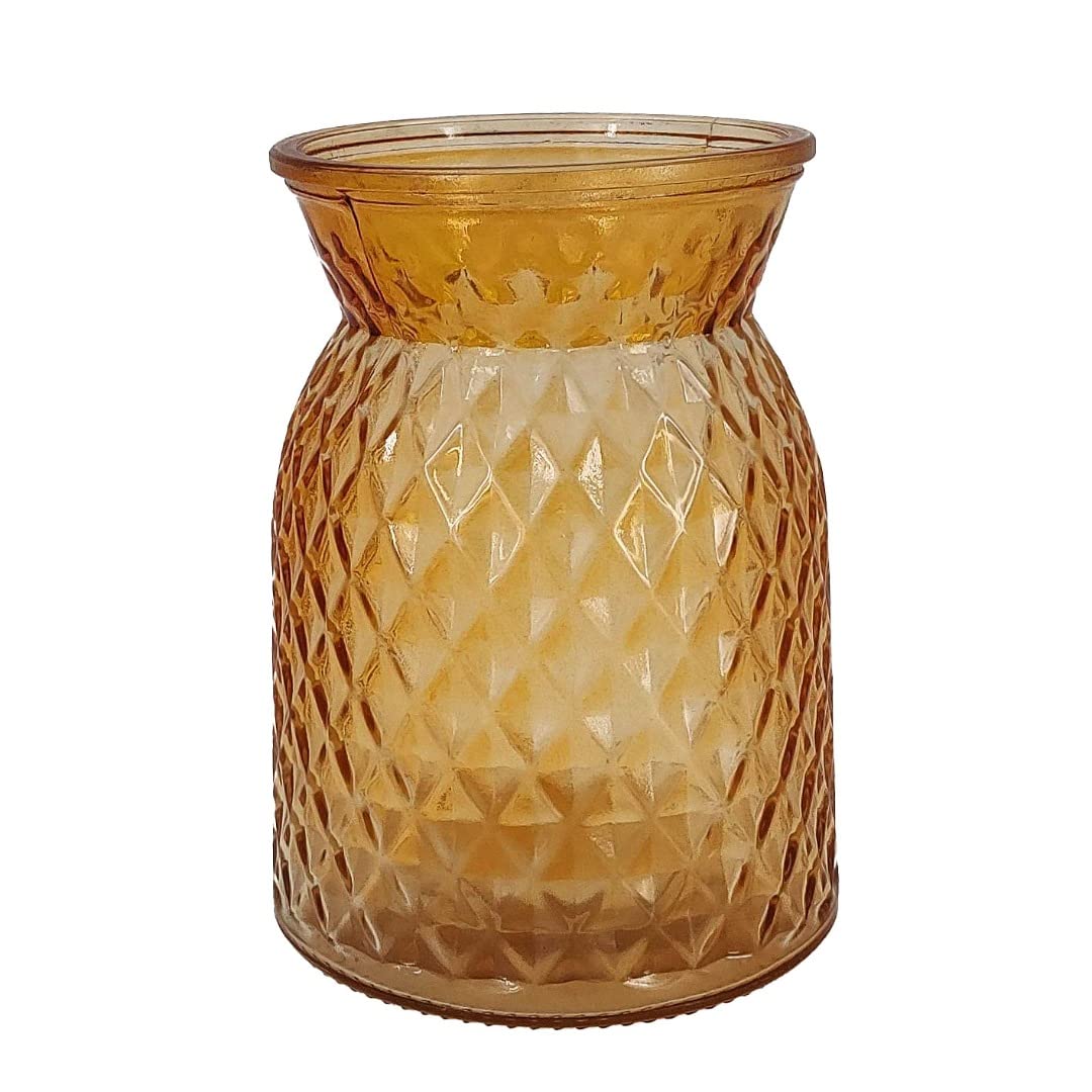 Large Textured Amber Orange Glass Flower Bud Vase (16cm) Jar Home Decoration Decor Ornament