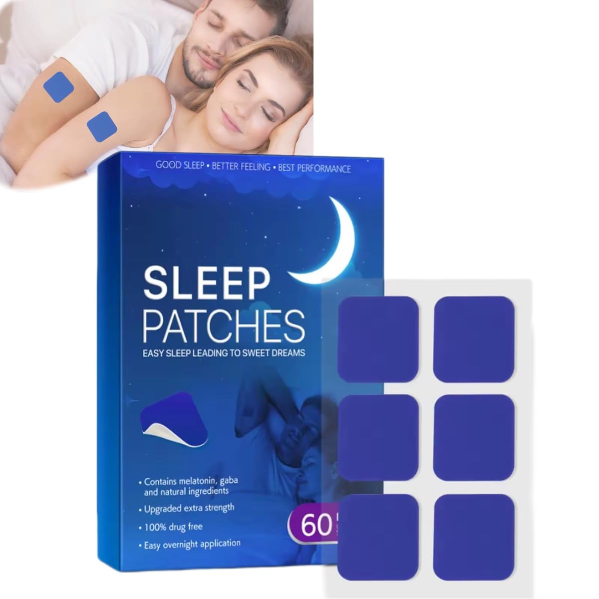 Patchs De Sommeil Profond 42 Pièces Pour Adultes - Aide Naturelle à L'endormissement, Ingrédients Naturels, Améliore La Qualité Du Sommeil - 5