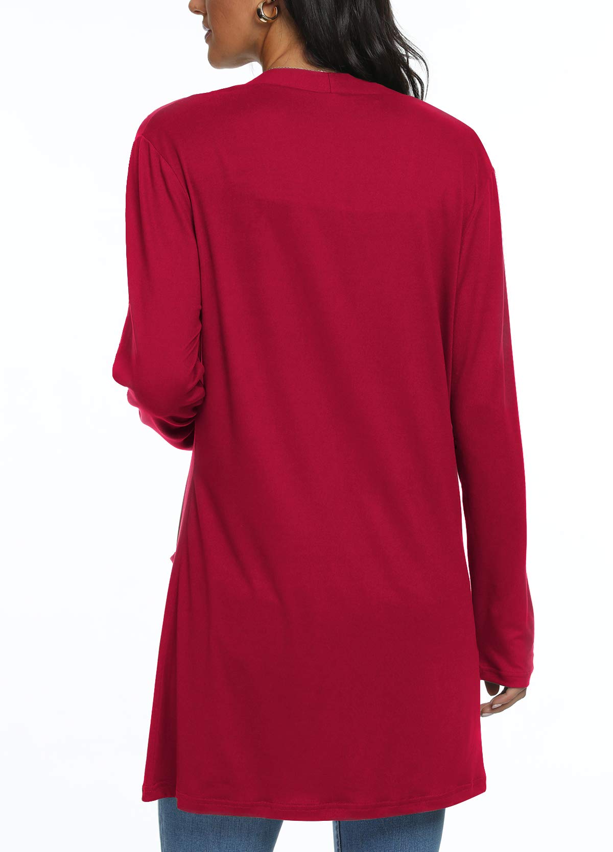 Womens Casual Lightweight with Pocketes Long Sleeve Open Front Cardigan