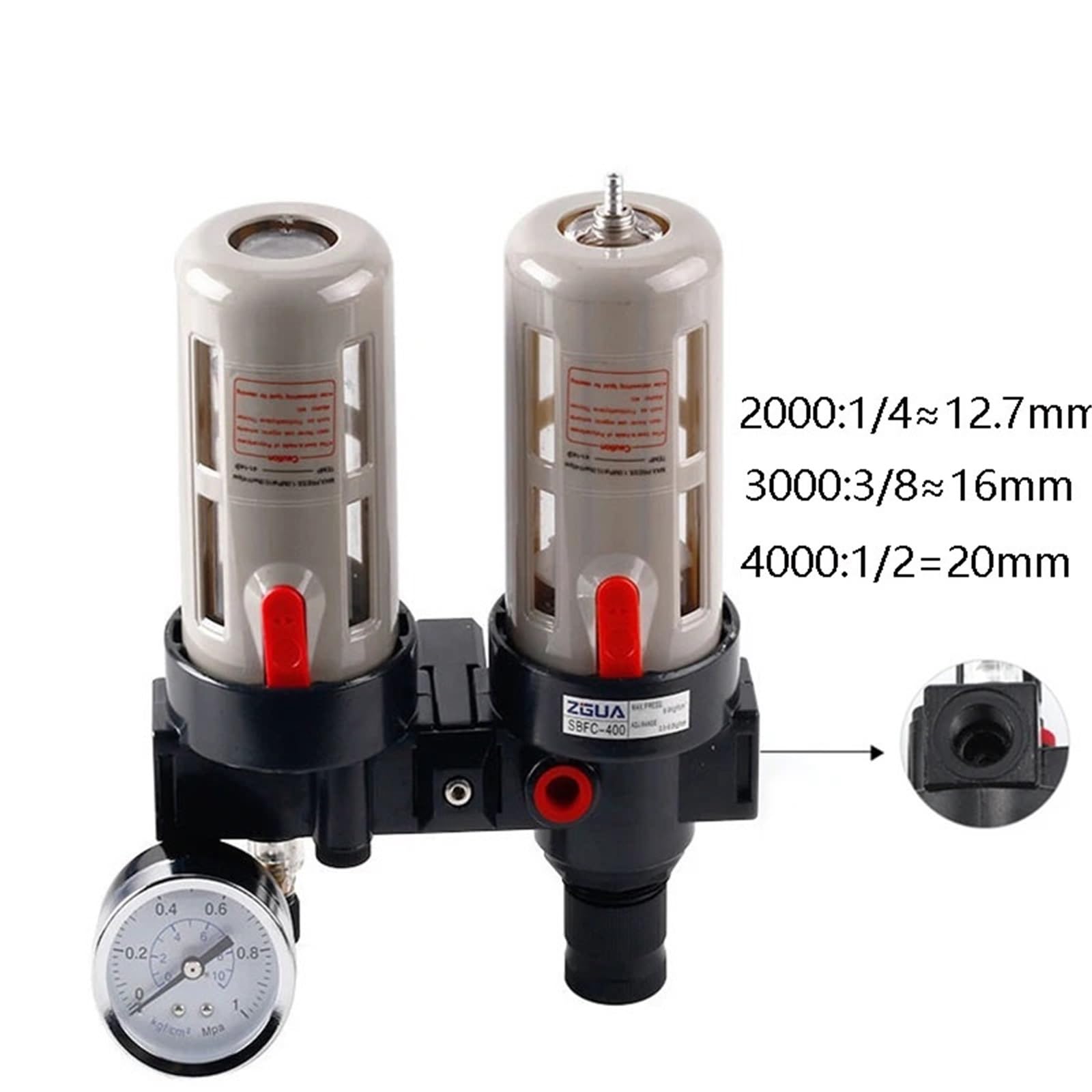 Compressore d'Aria FRL unità 1/4 3/8 1/2 BFC2000 BFC3000 BFC4000 Regolatore Filtro separatore Acqua Olio(Plastic4000 w PC,2000)