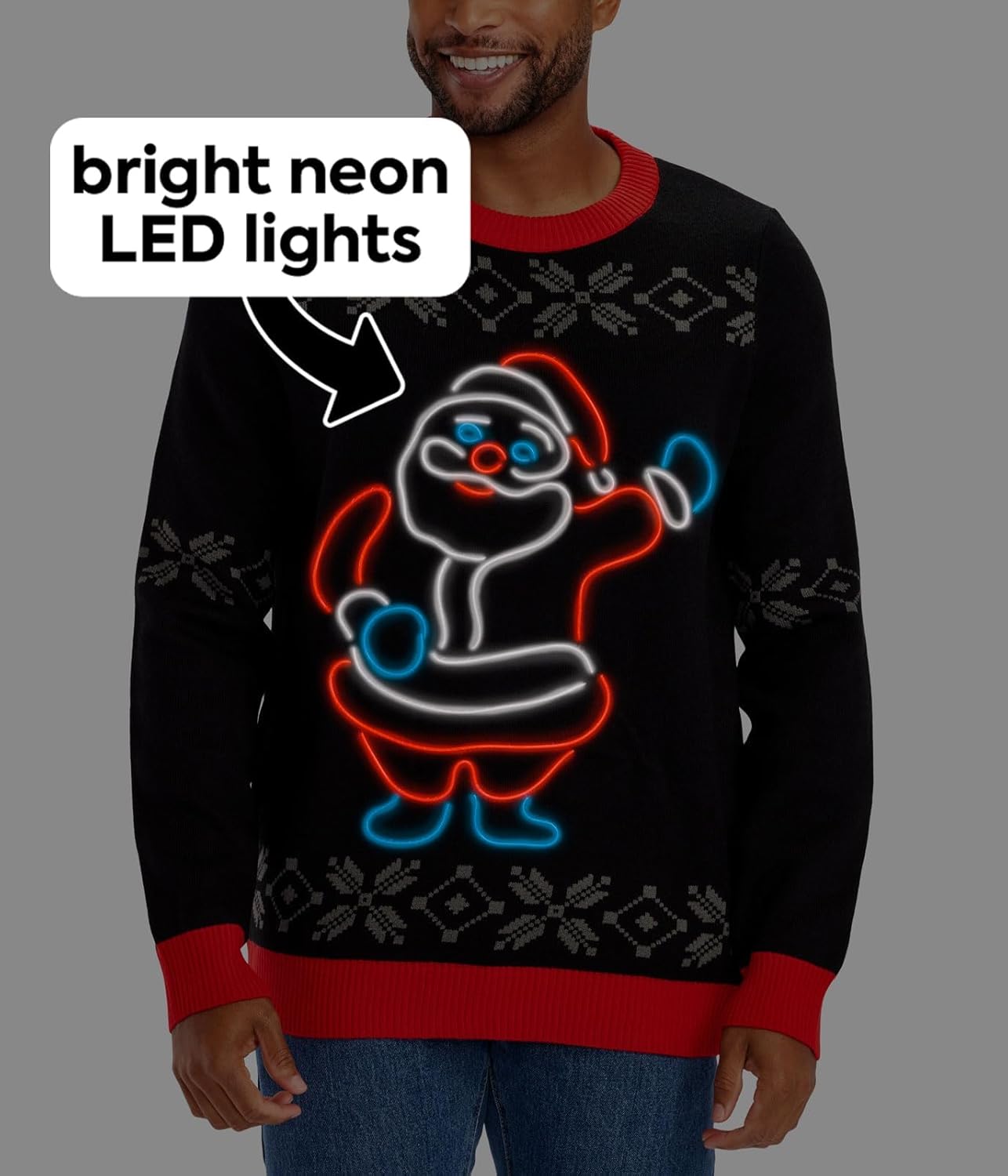 Tipsy Elves Light Up Ugly Christmas Sweaters for Men - Funny Holiday Pullover with LED Lights for Winter Gatherings