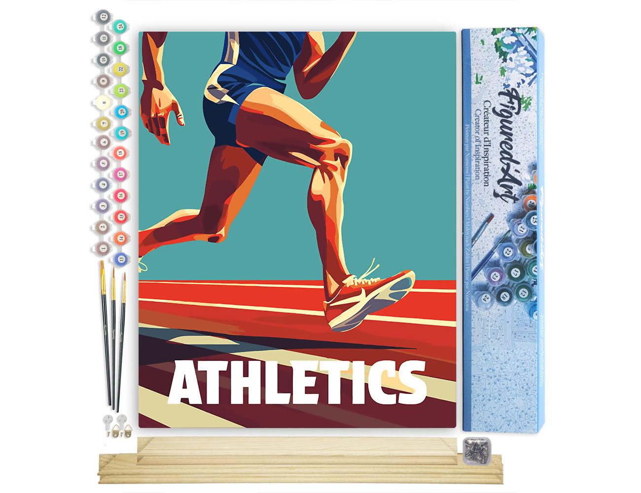 Figured'Art Paint by Number for Adults Sport Poster Athletics 40x50cm - Craft Art Painting Rolled Canvas with DIY Wooden Frame