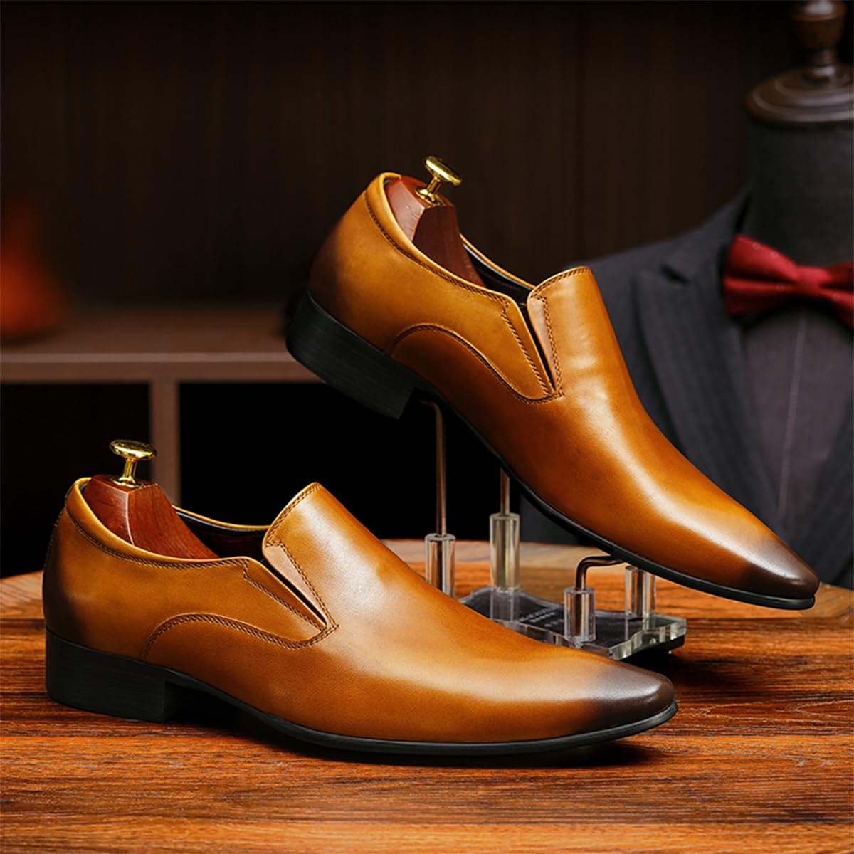 Zapatos de Vestir Slip On en Cuero Genuino para Hombre Mocasines Negocios Casuales Loafers Formales