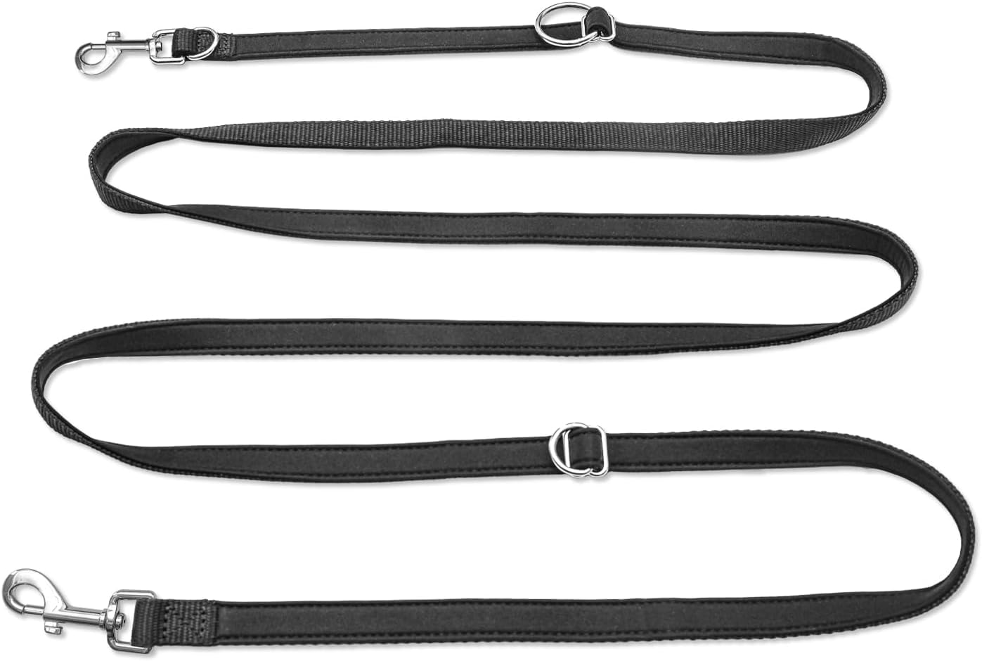 PETCOOZ Correa para Perros Doble Enganche, Correa Perro 3m Ajustable de Adiestramiento, Cuerda Perro Versátil Manos Libres de Nailon, para Perros Pequeños y Medianos, Negro