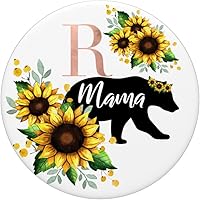 Vista 3 de Mama Bear Girasol Floral Girasol Letra R PopSockets PopGrip: Agarre intercambiable para teléfonos y tabletas