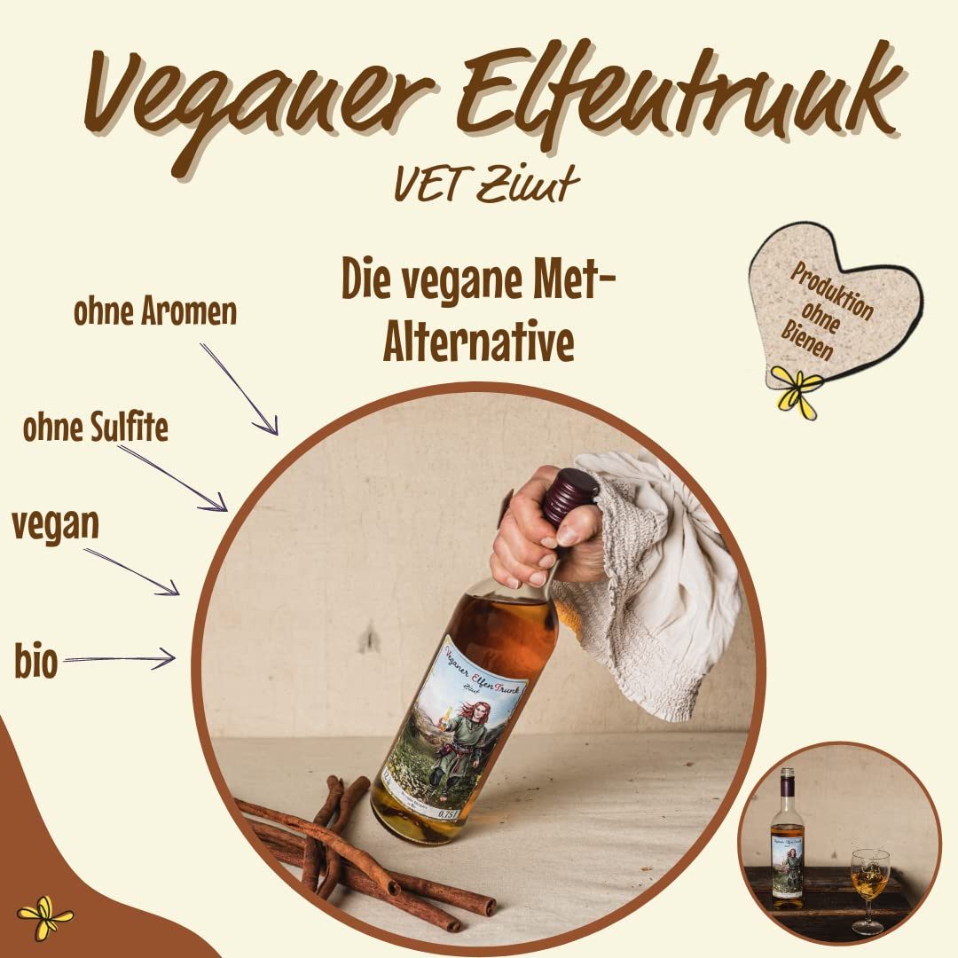 Vegablum - Veganer ElfenTrunk - Met-Ersatz mit Zimt-Geschmack süß bio (3x0,75 l)