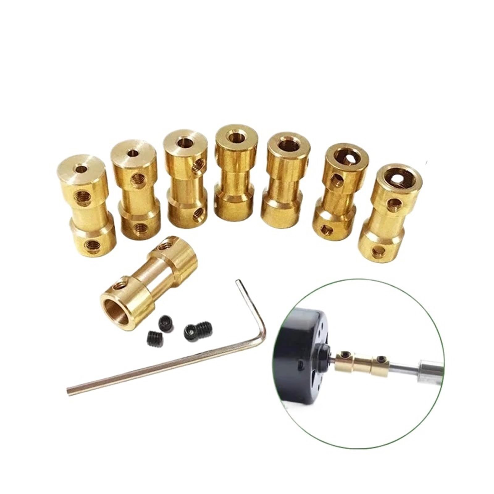 5 sztuk złączek wału silnika, adapter tulejowy z mosiądzu, przegub przekładni 2/2,3/3/3,17/4/5/6 mm do łodzi RC, samochodów i samolotów (2 mm-3,17 mm)