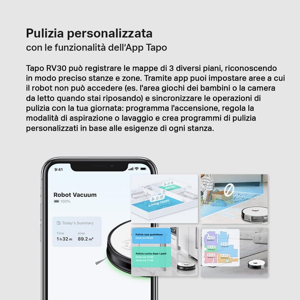 TP-Link Tapo RV30, Robot Aspirapolvere Lavapavimenti, Aspirazione Potenza 4200Pa, Navigazione LiDAR, Mappatura Rapida, Batteria da 5000mAh, Adatto a Pavimenti e Tappeti, Controllo APPAlexaGoogle : Amazon.it: Casa e cucina TP-Link Tapo RV30, Robot Aspirapolvere Lavapavimenti, Aspirazione Potenza 4200Pa, Navigazione LiDAR, Mappatura Rapida, Batteria da 5000mAh, Adatto a Pavimenti e Tappeti, Controllo APPAlexaGoogle : Amazon.it: Casa e cucina