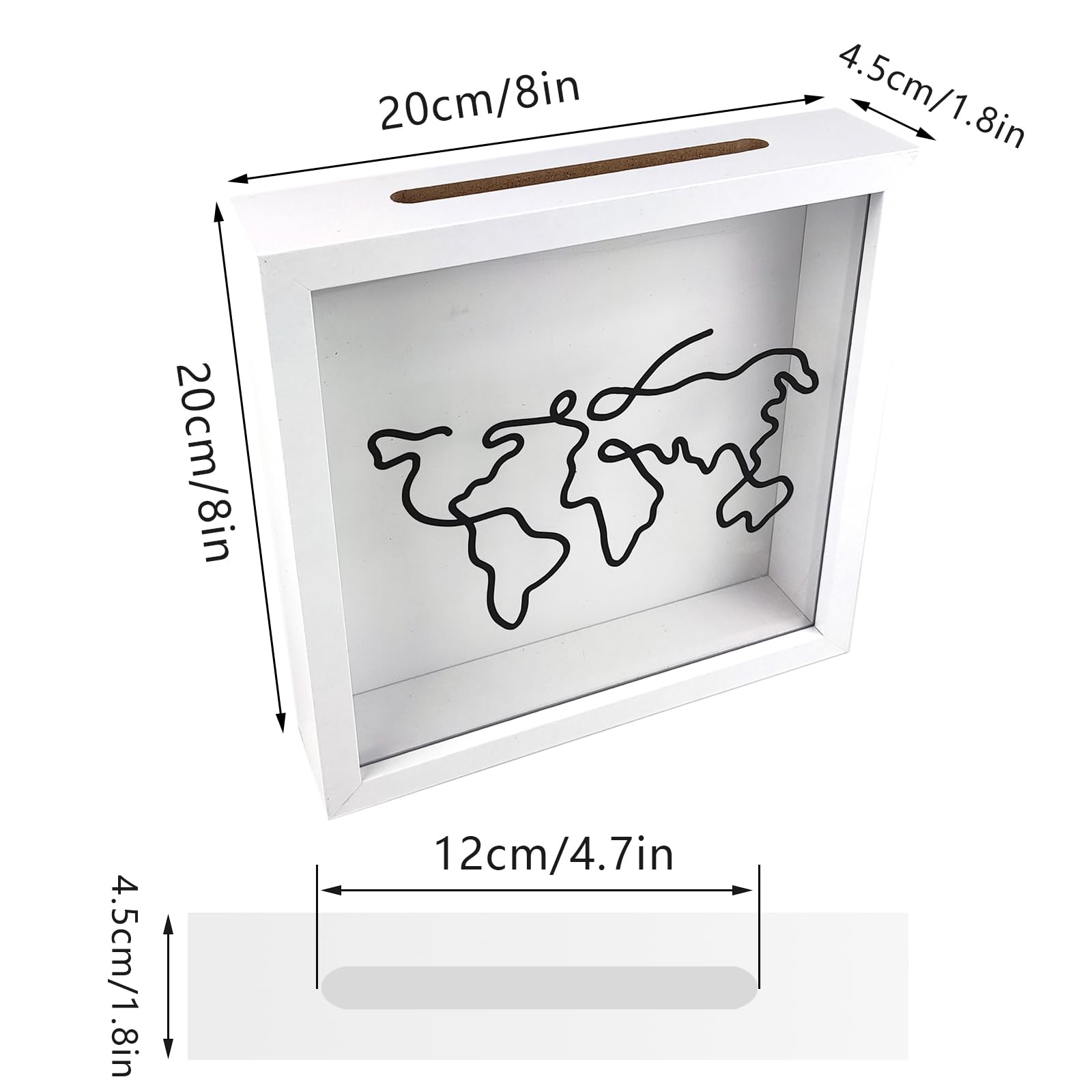 Pudełko z archiwum przygód, duży rozmiar, 20 cm, białe, podróżne pudełko z mapą świata, pudełko na bilety z przegródką, drewniane kreatywne pudełko na pamiątki, drewniane pudełko na bilety
