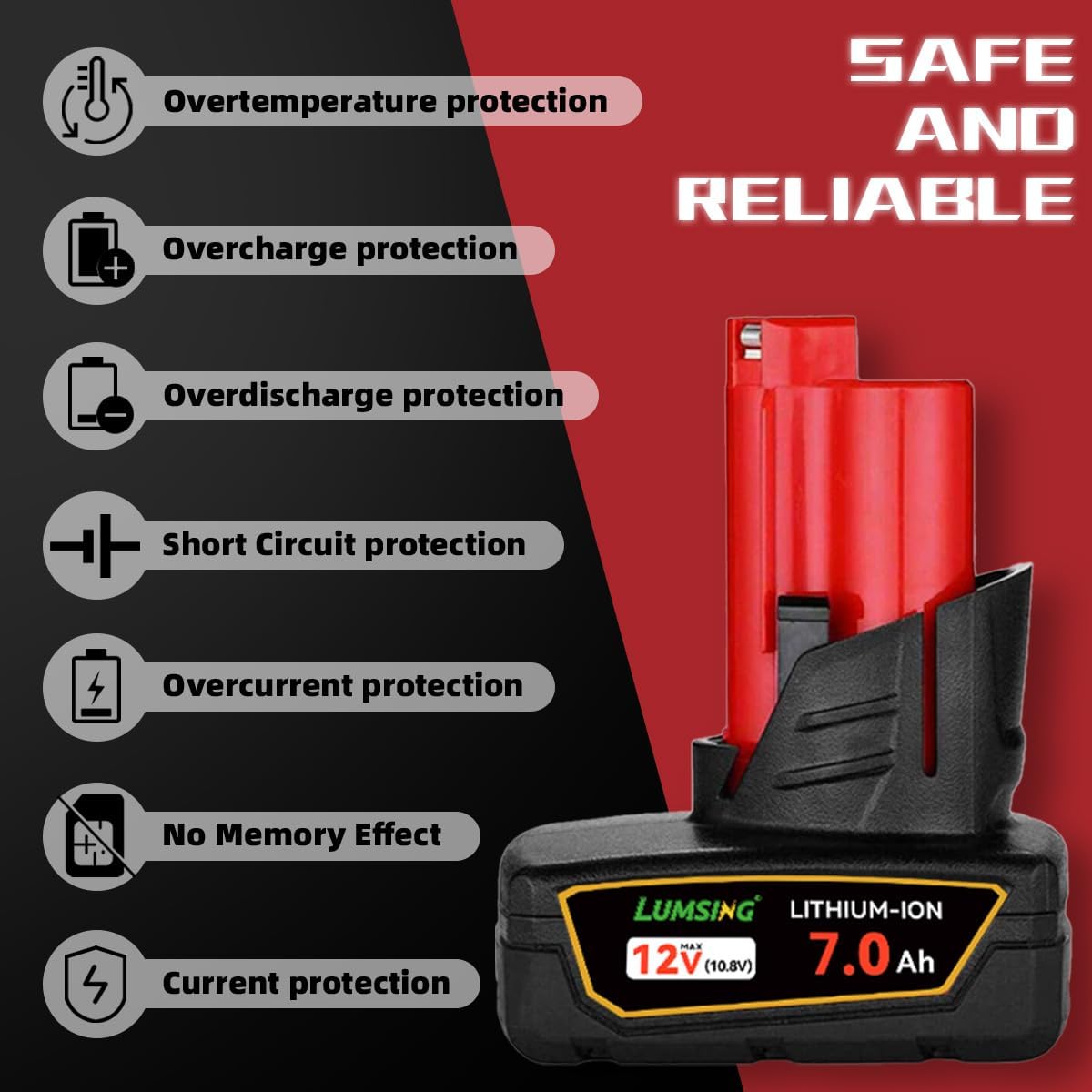 2Pack Replacement for Milwaukee M-12 Battery 7.0Ah, Compatible with 12V Milwaukee Battery, Cordless Tool Batteries 48-11-2420 48-11-2401 48-11-2402 48-11-2440