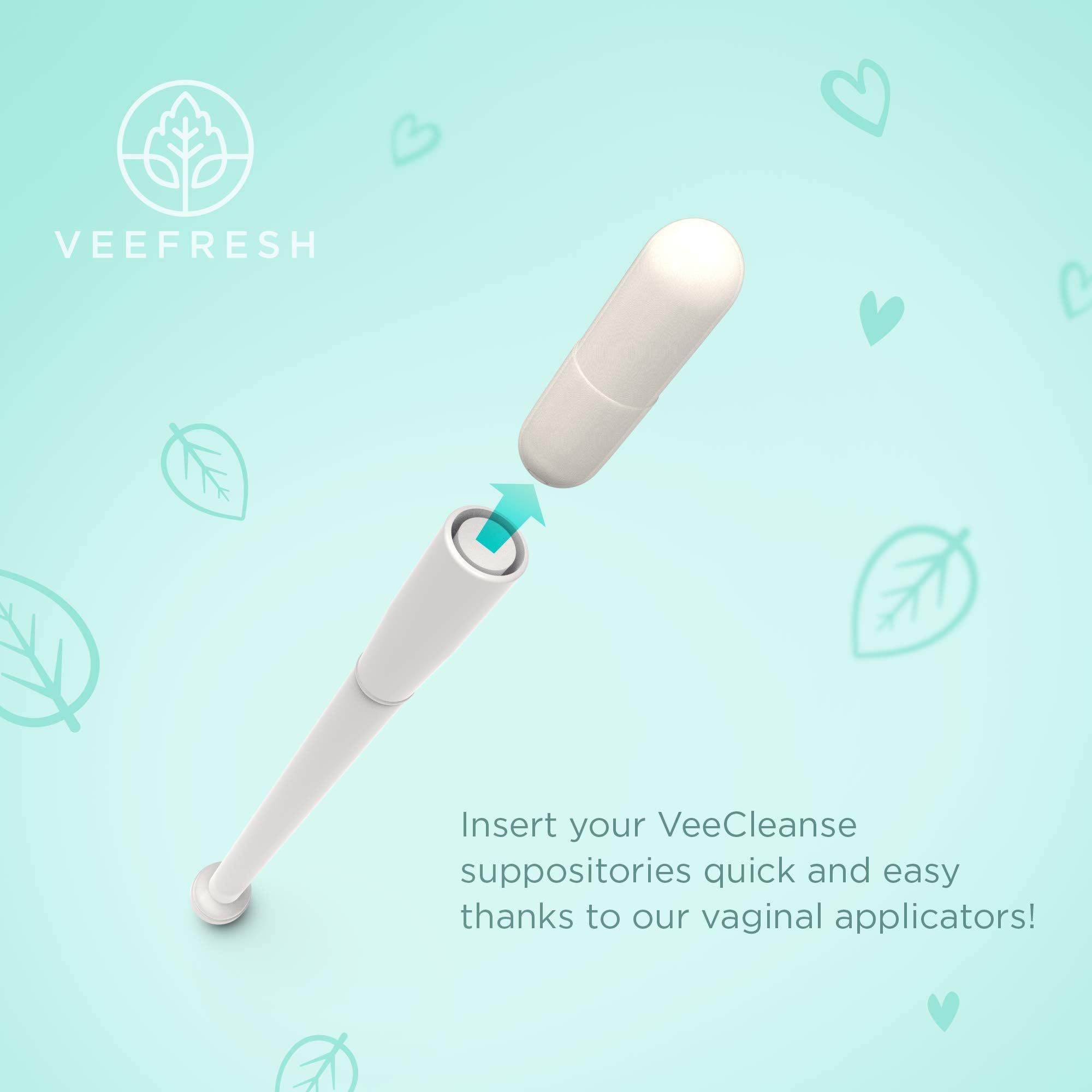 VeeFresh Suppository Applicators - Vaginal Applicator Pack for VeeCleanse Pills Boric Acid Suppositories & Size 0 Boric Acid Capsules - Individually Wrapped Vaginal Applicators, 7 pcs.