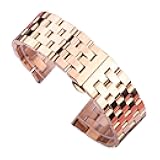 HFERHT Stainless Steel Men Women Silver Black Rose Gold Polished Metal Watchband 20mm 22mm 24mm Strap Accessories