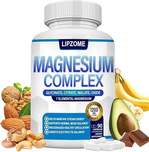Suplemento Complejo de Magnesio 1200mg - Mezcla avanzada de magnesio 7 en 1 - Glicinato, Citrato, Malato, Taurato, Óxido, Aspartato, Orotato -