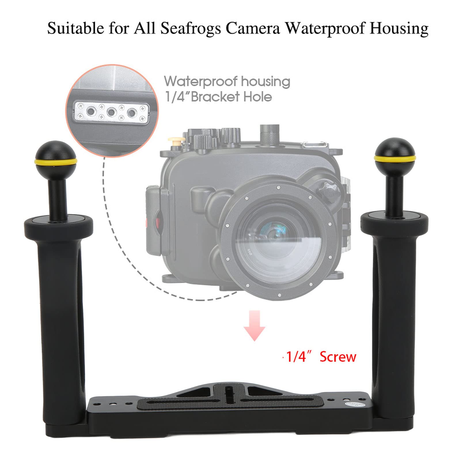Bandeja para Cámara Subacuática TS 7 de Doble Asa, Estabilizador de Cámara de Acción de Buceo de Aluminio, Soporte de Luz Estabilizador de Cámara Impermeable para Tomas