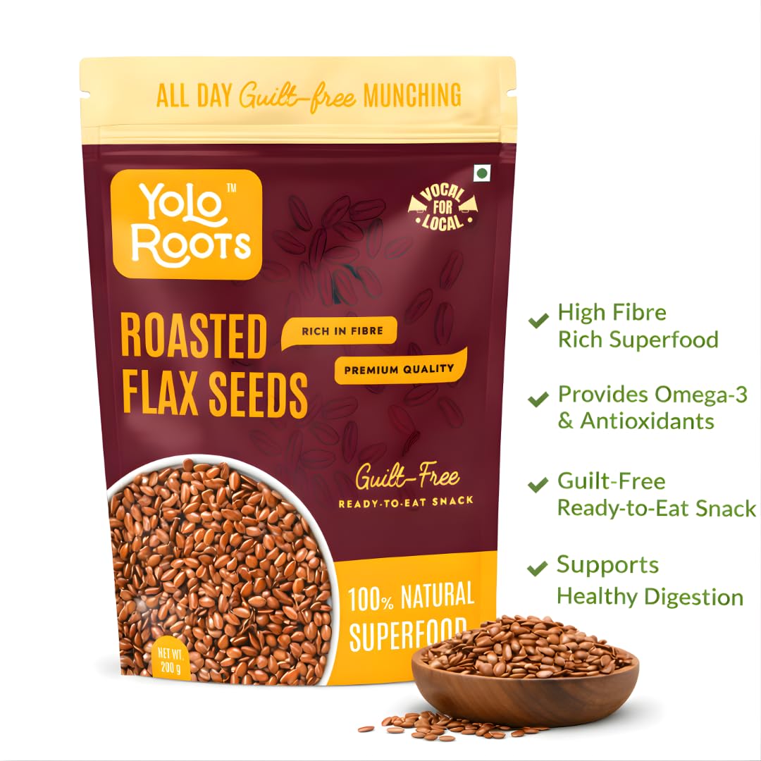 Yolo Roots Vegan Pro Protein Muesli 400g & Roasted Flax Seeds 200g Combo | 16g Plant Protein Multigrain Breakfast Cereal, No Added Sugar, Gluten Free & Omega-3 Superfood Seeds (Pack of 2) 4