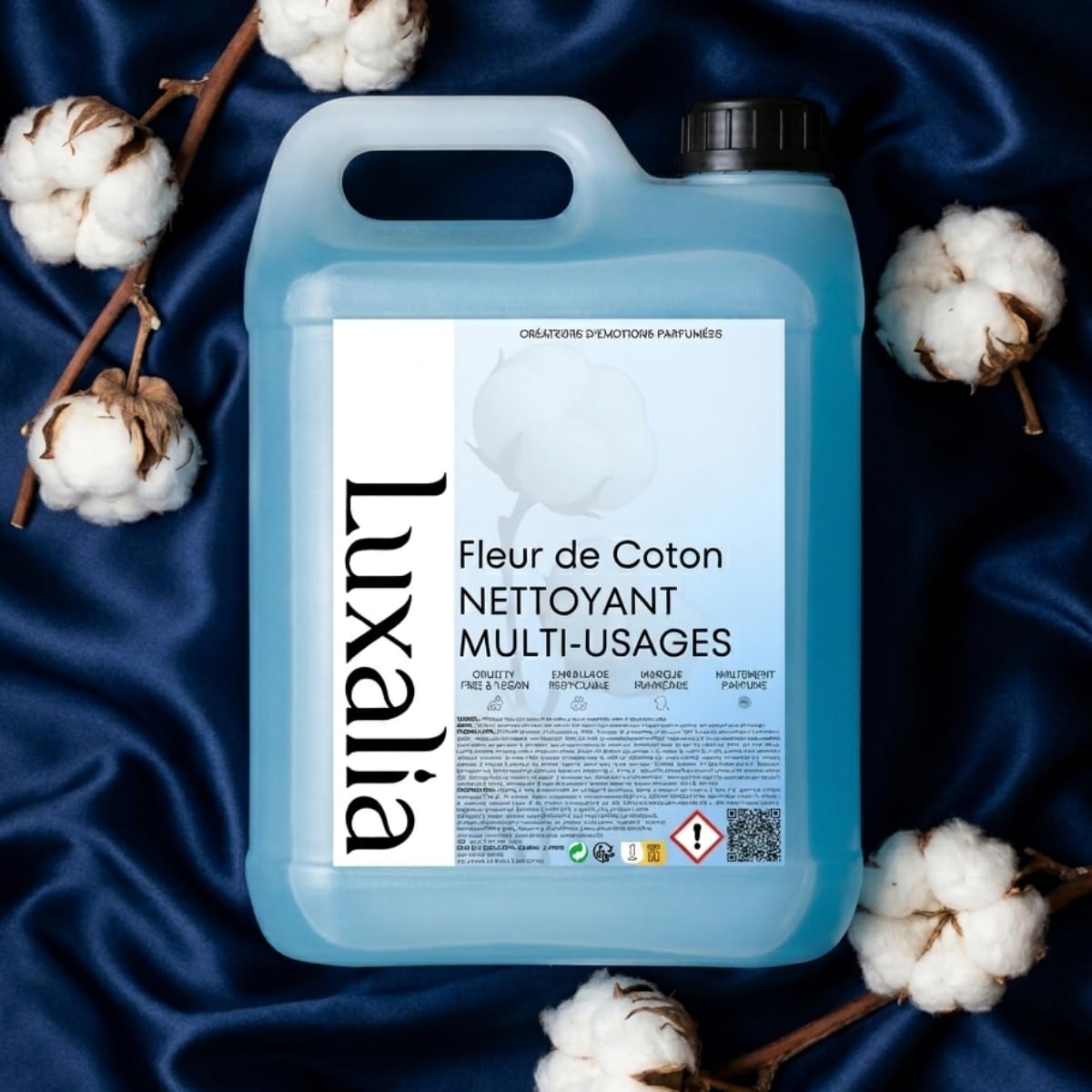 Nettoyant Sol Fleur de Coton - Sols & Multi-Usages - Hautement Parfumé & Ultra Efficace - 5 Litres - LUXALIA