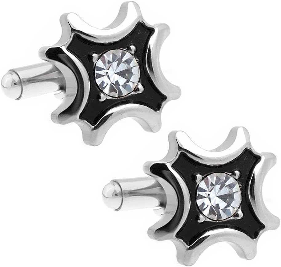 Cuffcuff CufflinksBlack Flare Crystal Cross Cufflinks