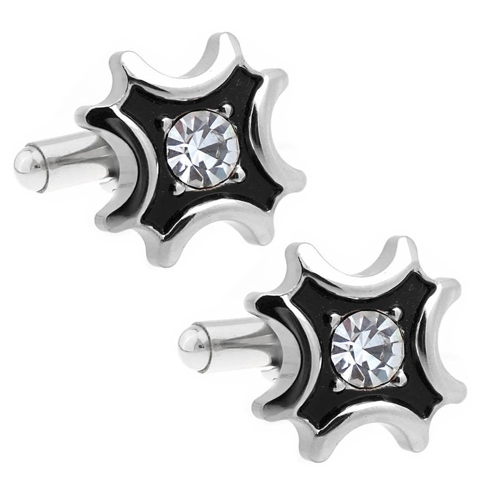 Cuffcuff CufflinksBlack Flare Crystal Cross Cufflinks
