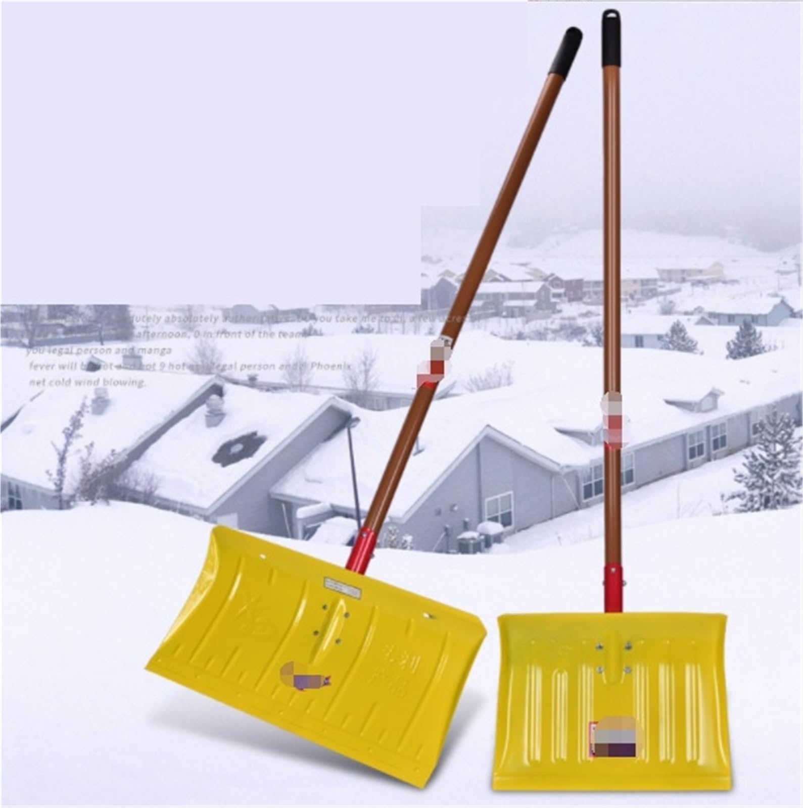Pala De Nieve para Coche Pala De Nieve Cuadrada con Cabezal Amarillo For Quitar La Nieve Y Barrer La Nieve En El Exterior del Hogar para Actividades Al Aire Libre(144cm)
