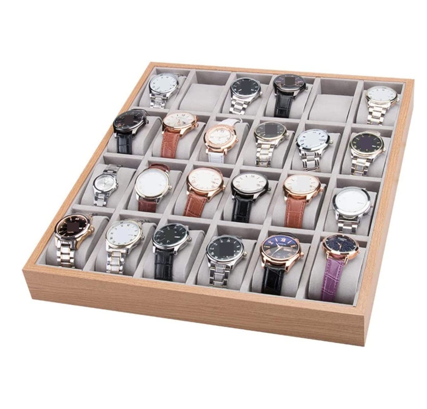 Caja De Reloj Organizador De Exhibición De Relojes Classic 24 Slots Watch Tray Holder Showcase Caja De Almacenamiento De Reloj De Pulsera Estuche Para Relojes