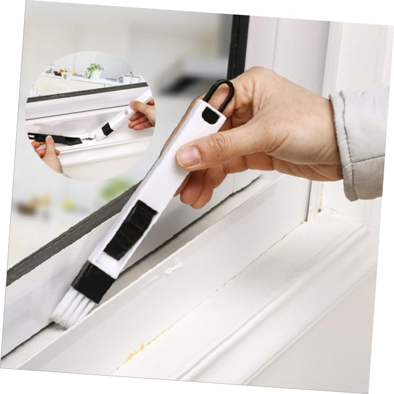 minkissy 2pcs Detachable Dustpan Groove Cleaning Brush Corner Keyboard Brush Window Groove Bristles Easy Use