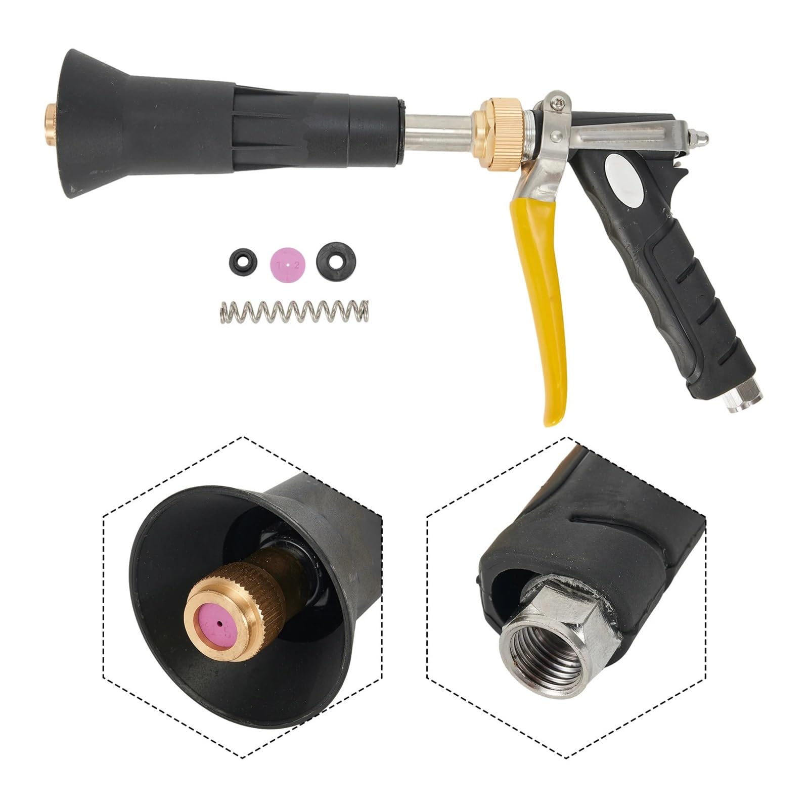 Pistolet d'arrosage avec embout multi-jets, Irrigation de jardin noire en alliage pulvérisation rotative à haute pression 28x13 cm