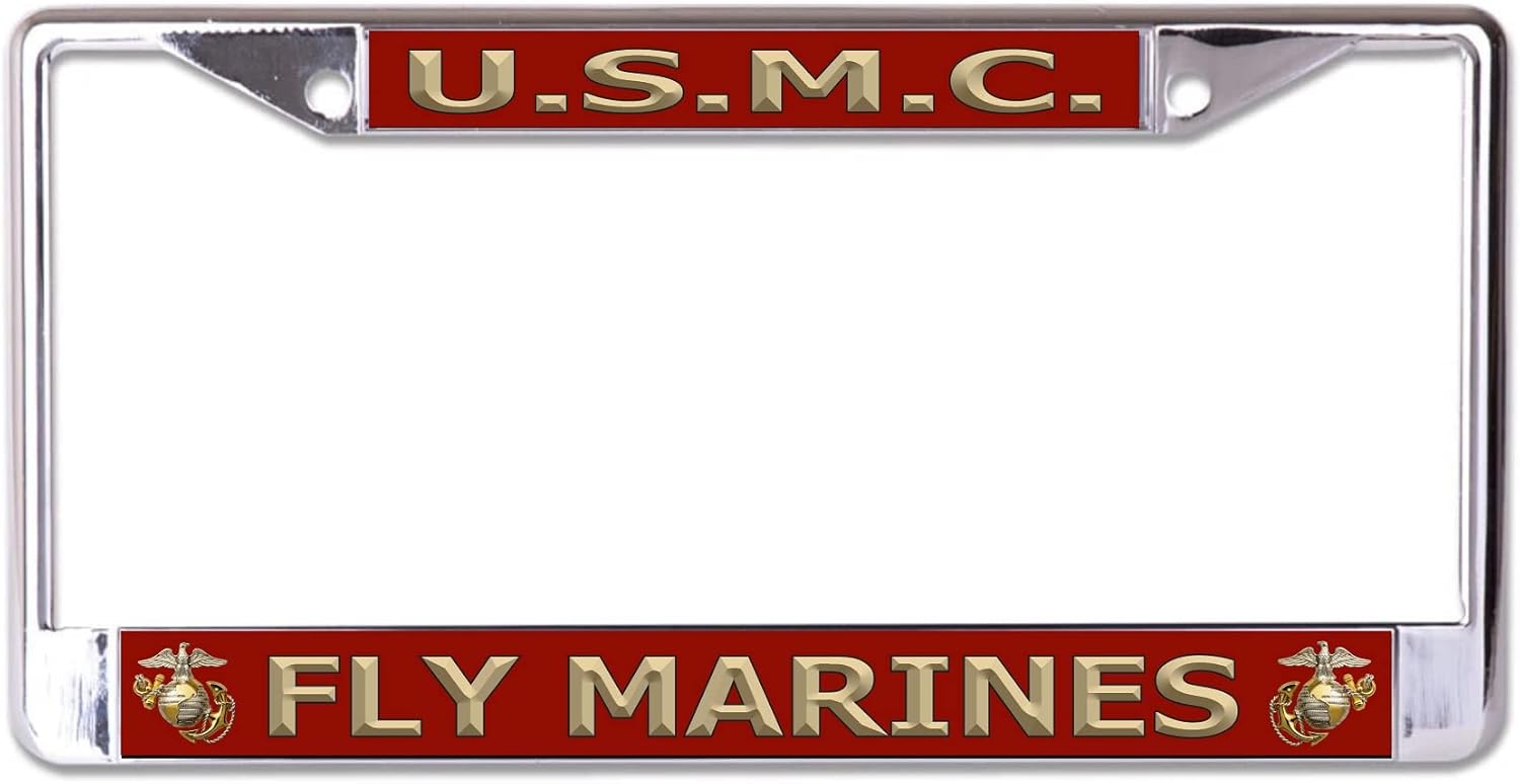 U.S.M.C. Fly Marines Chrome License Plate Frame