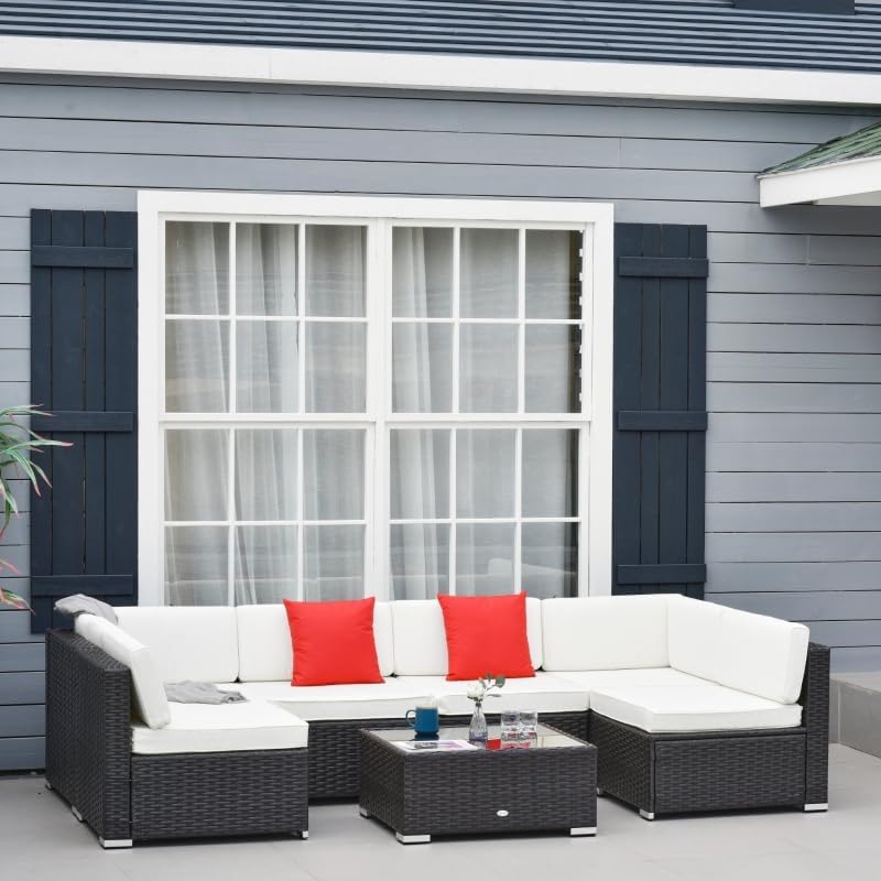 Outdoor Furniture Set, Outdoor Furniture,Patio Conversation Sets,7-Piece PE Rattan Patio Furniture Outdoor Dining Conversation Sectional Set with Coffee Table, Lounge Wicker Chairs