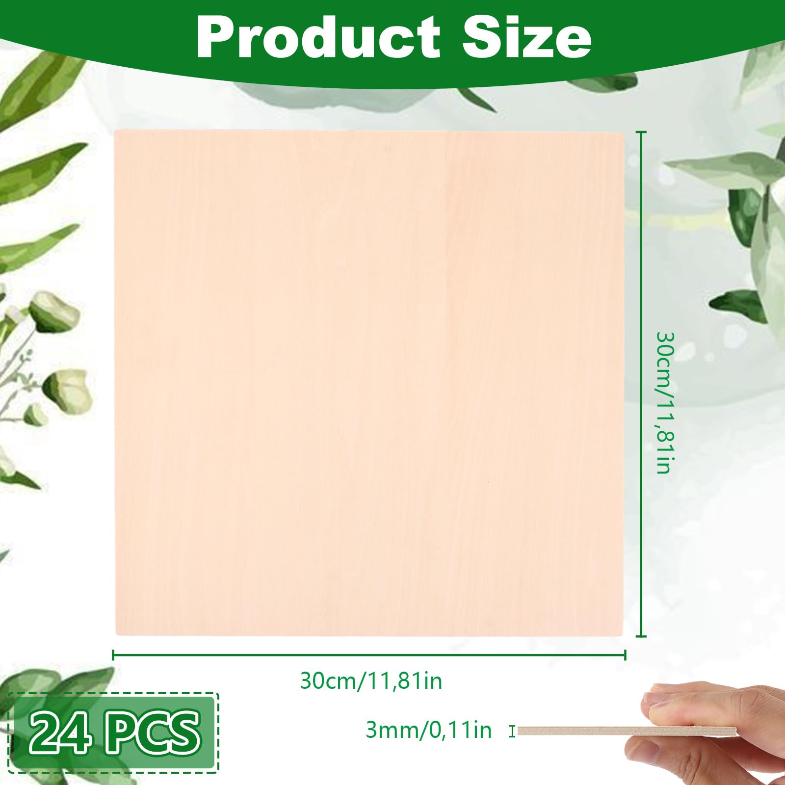 GBACHOOSE Lot De 24 Plaques Contreplaqué Tilleul 300x300x3mm - Bois Pour Laser & Bricolage