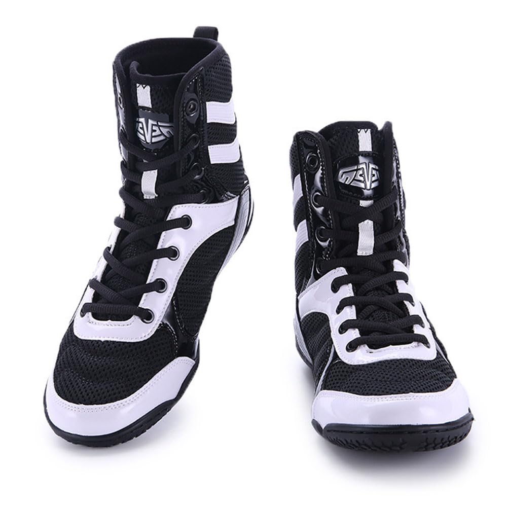 Zapatos de boxeo para hombres mujeres, botas de lucha, Muay Thai Kickboxing Sanda Zapatos de boxeo de caña alta Zapatillas deportivas de entrenamiento físico para interiores antideslizante, 36-46 EU