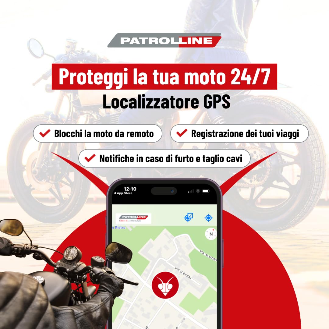 Max 4G Patrolline | Localizzatore GPS per moto con SIM inclusa (24 mesi gratis) | Antifurto satellitare moto, scooter