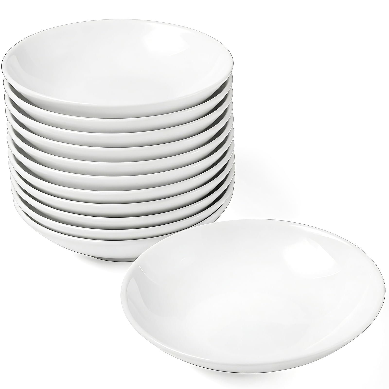 Leegg Small White Snack Bowls Ceramic Dip Bowls 3.93" Mini Serving Plates for Sauce Ingredients Nuts (12 White)