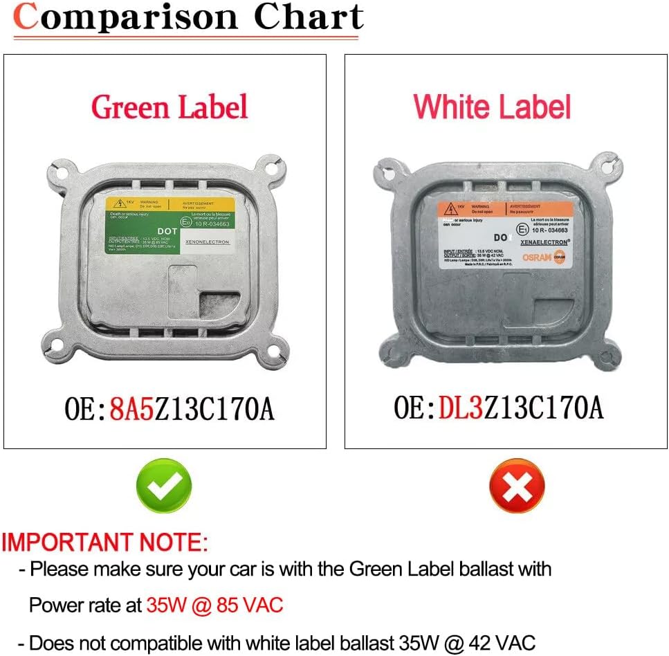 SOCAL-LED LIGHTING 10R034663 8A5Z13C170A Xenon HID Headlight Ballast Control Unit with D3S 6000K Bulb OEM Direct Replacement Compatible with Ford Mustang Lincoln MKS MKT MKX