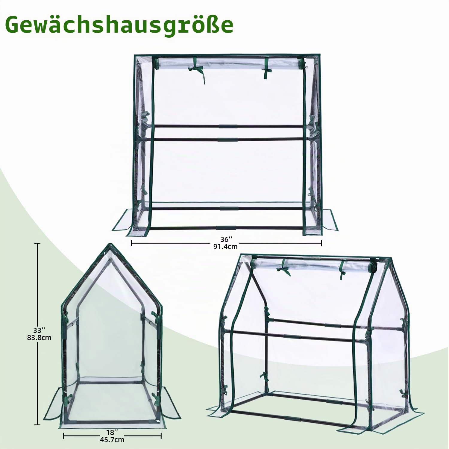 Ohuhu Mini Gewächshaus Zimmergewächshaus PVC Foliengewächshaus mit wasserdichte Matte, Tomatenhaus Folie Gewächshaus Klein für Sämling Pflanze die Indoor Kräutergarten 91,5x45,5x84 cm