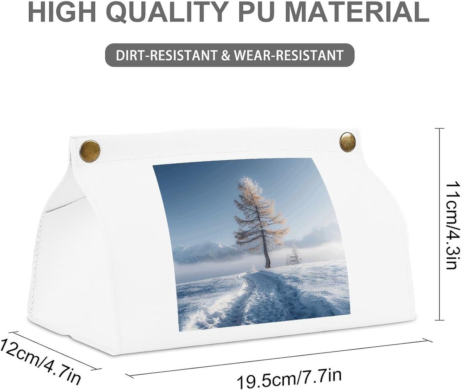 Decorative PU Tissue Paper Holder Tall Larch Tree Printed Tissue Box Cover Napkin Tissues Organizer Home Decor for Bathroom Night Stands Desk Car Dining Table image 2
