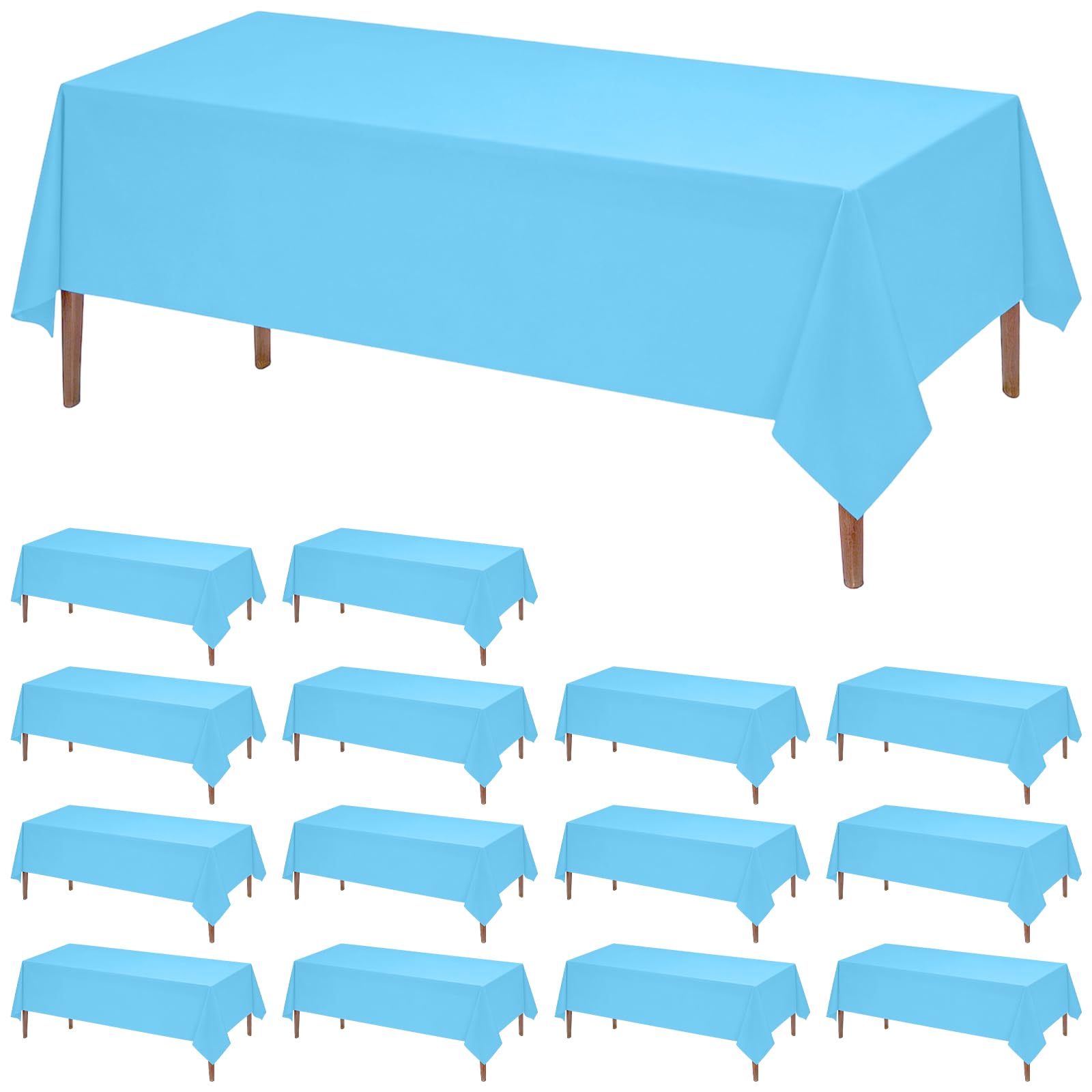 CHEUNGR 15Pcs Blue Disposable Tablecloth, 137 x 274cm Plastic Table Cover Rectangle Party Table Cloth for Baby Shower Wedding Birthday Home Decoration