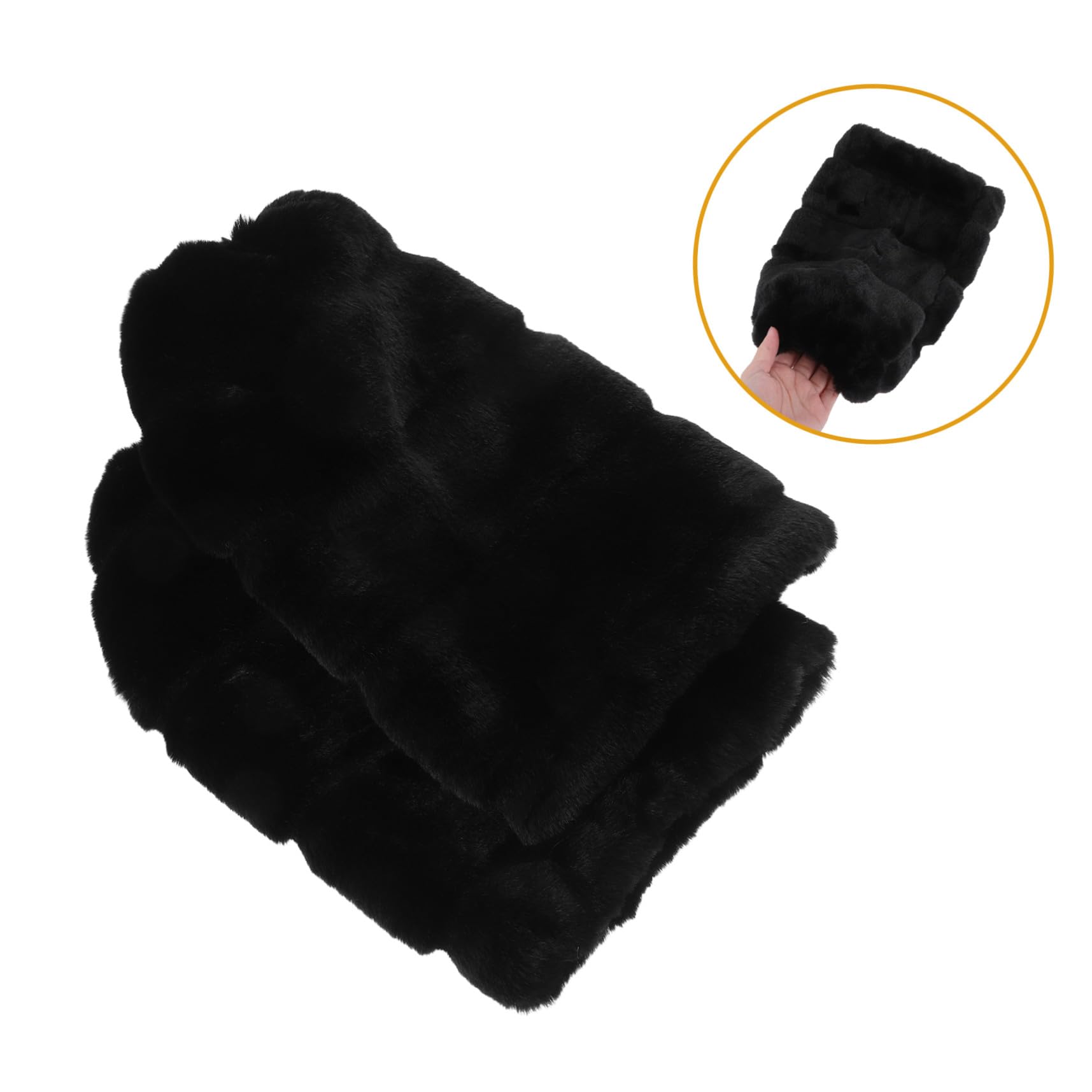 HEMOTON Scaldamuscoli in Pelliccia Sintetica Donna per Stivali Lunghi 30cm | Morbido Pelo Sintetico Effetto Coniglio, Nero, 1 Paio, per Freddo Invernale e Uso Outdoor, Donna e Ragazza