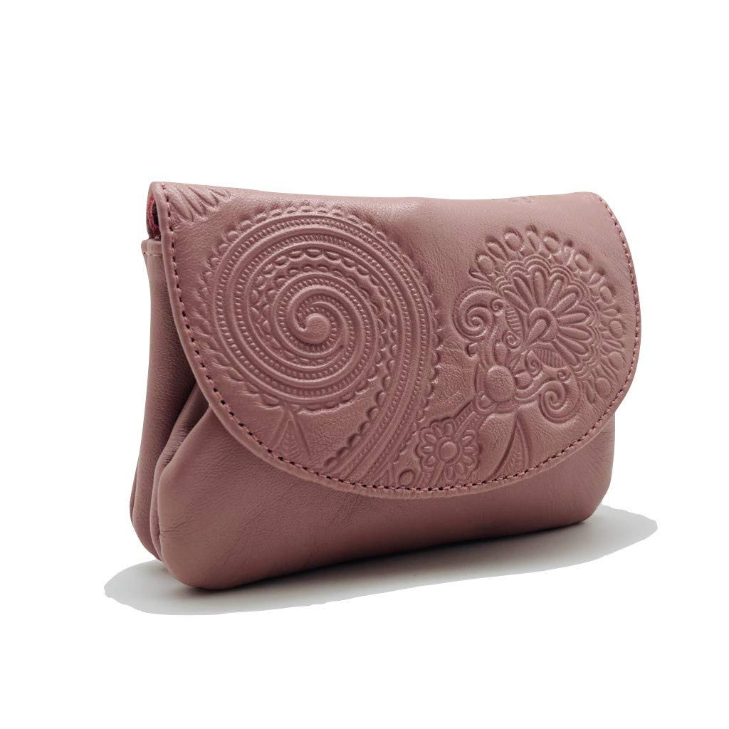 Lugupell Monedero para Mujer, Hecho a Mano en España, Piel de máxima Calidad Muy Suave al Tacto, Pequeño y en Formato Corto, Cartera para Mujer. Color Maquillaje