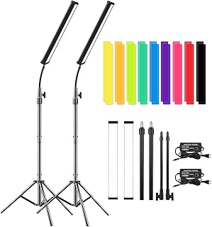 LED Video Light Stick Wand Kit-Photography Lighting with Adjustable Tripod Stand, 9 Color Filters, Gepege 2 Packs 5600K Dimmable Portable Video Studio Lighting for Live Streaming/Portrait/ Vlog