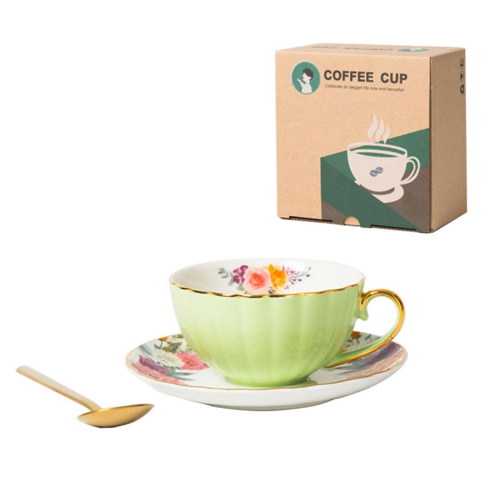 GMBYLBY Luxurious Ceramic Coffee Cup Set European Light Luxurious Ceramic Cup & Saucer Set for Breakfast and Teas Time Espressos Cups