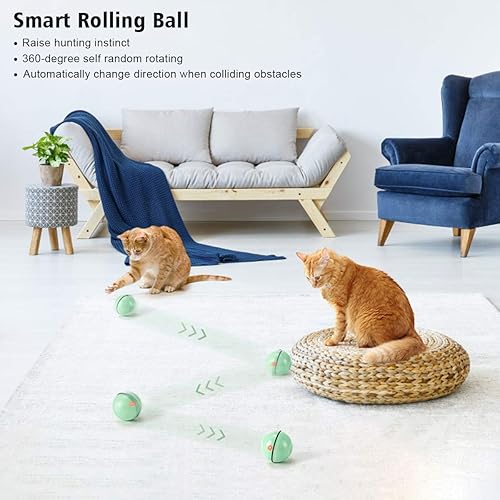 Miniatura 2 de Pelota interactiva de juguetes para gatos con luz LED, bola autogiratoria de 360 grados, juguete recargable por USB, estimula el instinto de caza,