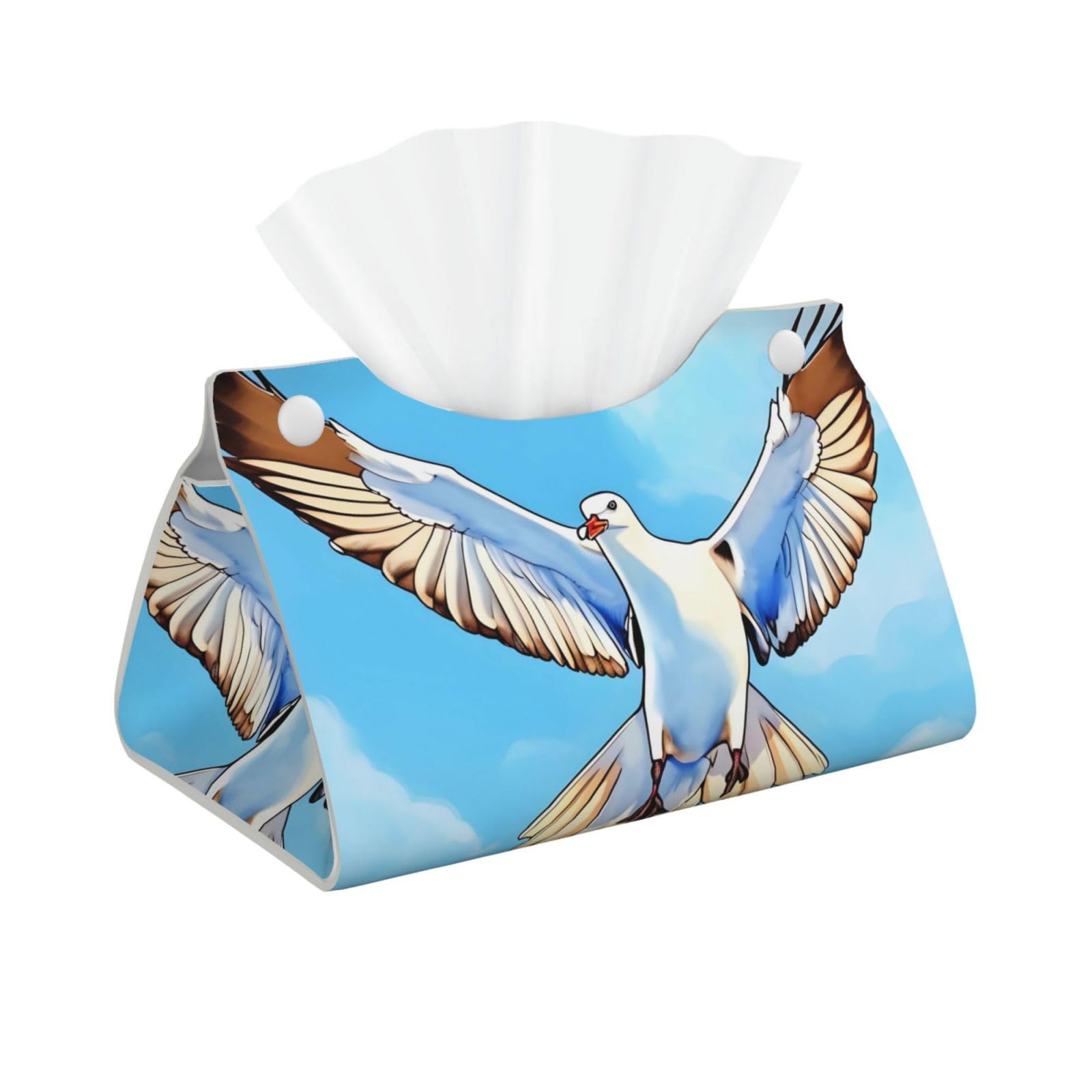Seagulls in flight Long Leather Tissue Box Cover-Waterproof PU Leather Tissue Holder for Bathroom, Decorative Rectangular Tissue Case